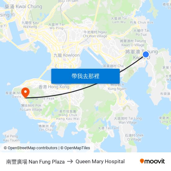 南豐廣場 Nan Fung Plaza to Queen Mary Hospital map