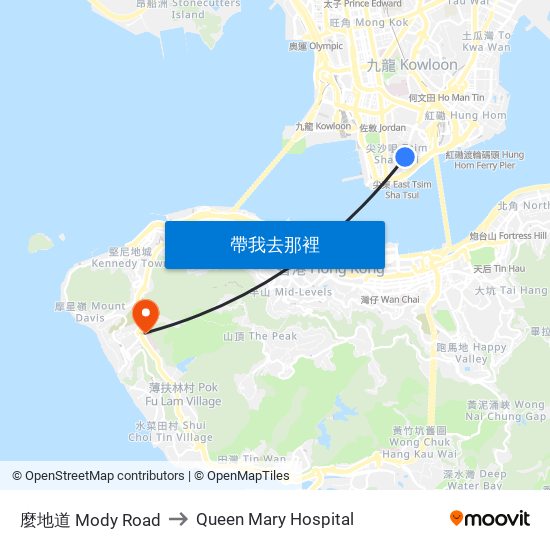 麼地道 Mody Road to Queen Mary Hospital map