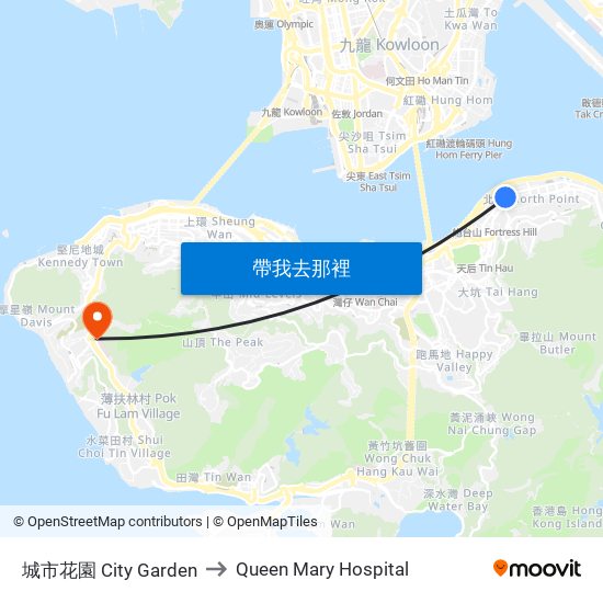 城市花園 City Garden to Queen Mary Hospital map