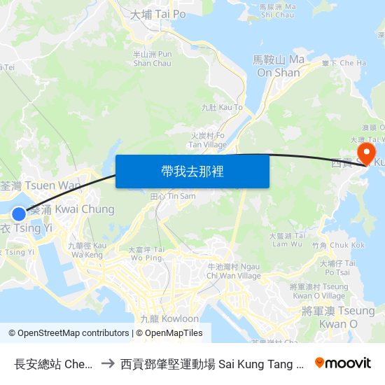 長安總站 Cheung on B/T to 西貢鄧肇堅運動場 Sai Kung Tang Shiu Kin Sports Ground map