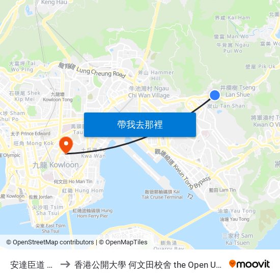 安達臣道 Anderson Road to 香港公開大學 何文田校舍 the Open University Of Hong Kong Ho Man Tin Campus map