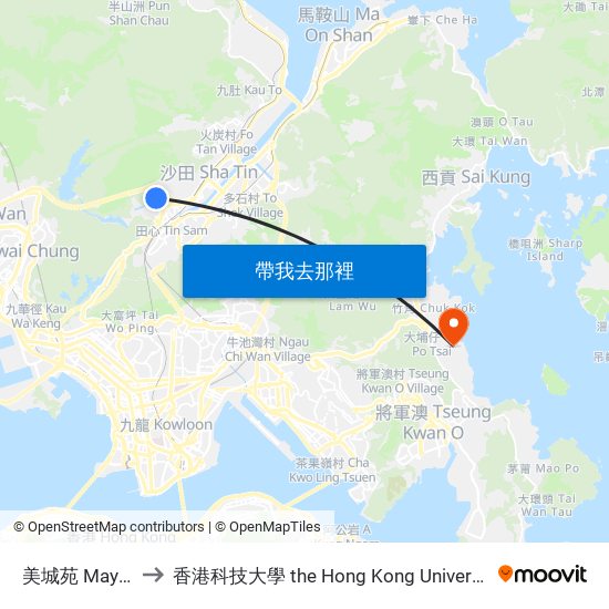 美城苑 May Shing Court to 香港科技大學 the Hong Kong University Of Science And Technology map