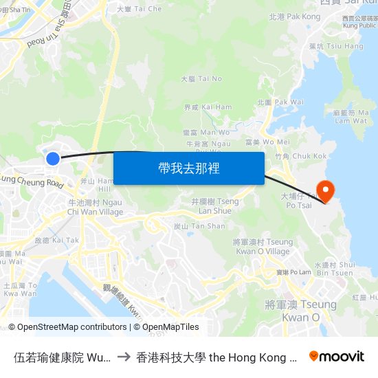 伍若瑜健康院 Wu York Yu Health Centre to 香港科技大學 the Hong Kong University Of Science And Technology map