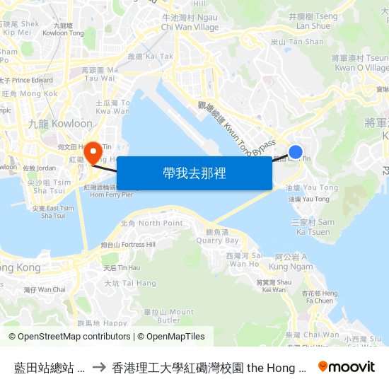藍田站總站 Lam Tin Station B/T to 香港理工大學紅磡灣校園 the Hong Kong Polytechnic University Hung Hom Bay Campus map