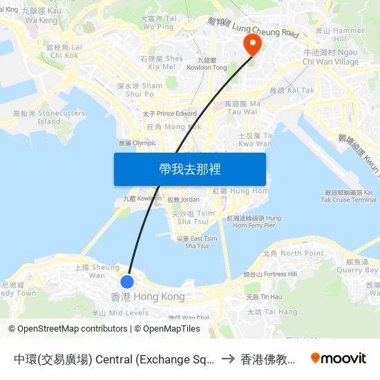 中環(交易廣場) Central (Exchange Square) to 香港佛教醫院 map