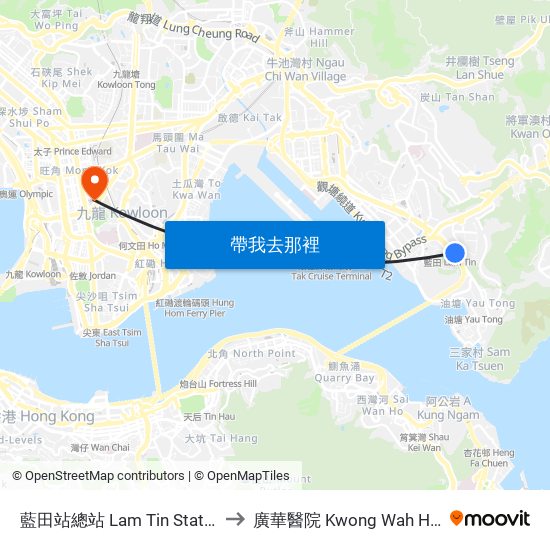 藍田站總站 Lam Tin Station B/T to 廣華醫院 Kwong Wah Hospital map