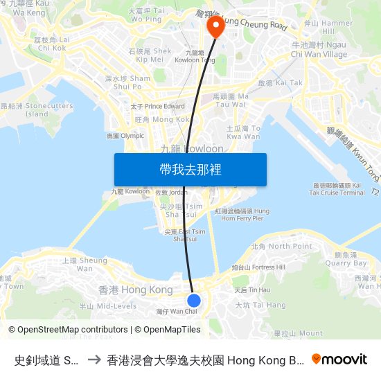 史釗域道 Stewart Road to 香港浸會大學逸夫校園 Hong Kong Baptist University Shaw Campus map