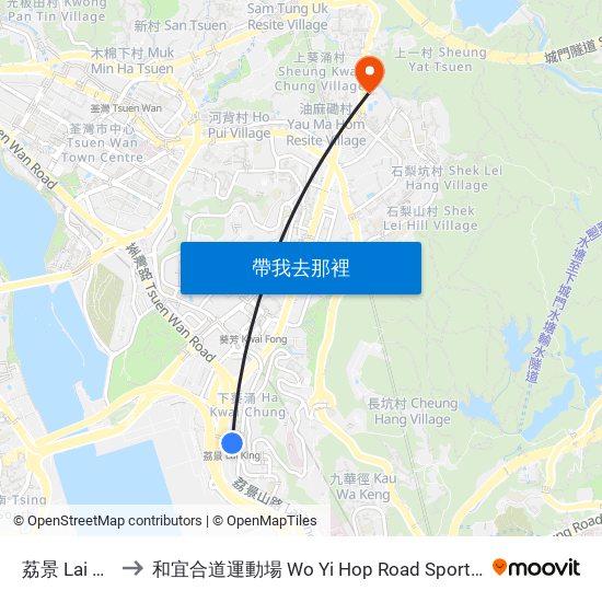 荔景 Lai King to 和宜合道運動場 Wo Yi Hop Road Sport Ground map