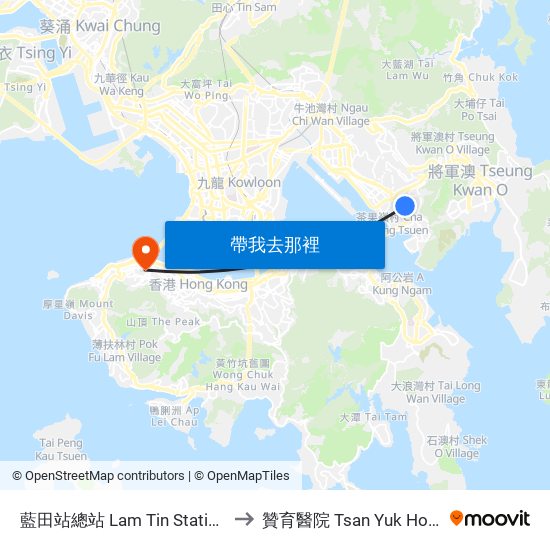 藍田站總站 Lam Tin Station B/T to 贊育醫院 Tsan Yuk Hospital map