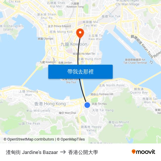 渣甸街 Jardine's Bazaar to 香港公開大學 map