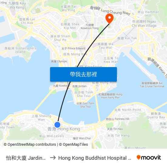怡和大廈 Jardine House to Hong Kong Buddhist Hospital 香港佛教醫院 map