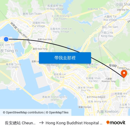 長安總站 Cheung on B/T to Hong Kong Buddhist Hospital 香港佛教醫院 map