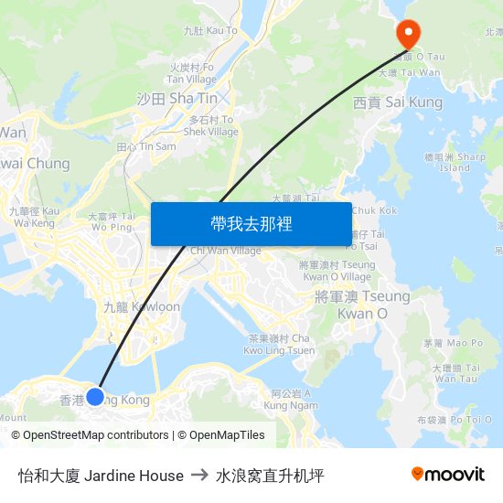 怡和大廈 Jardine House to 水浪窝直升机坪 map