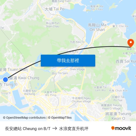長安總站 Cheung on B/T to 水浪窝直升机坪 map