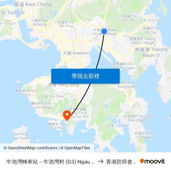 牛池灣轉車站－牛池灣村 (G3) Ngau Chi Wan Bbi - Ngau Chi Wan Village (G3) to 香港防癌會賽馬會康復中心 map