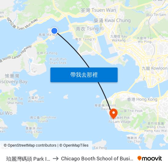 珀麗灣碼頭 Park Island Ferry Pier to Chicago Booth School of Business Hong Kong campus map