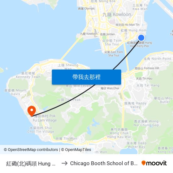 紅磡(北)碼頭 Hung Hom (North) Ferry Pier to Chicago Booth School of Business Hong Kong campus map