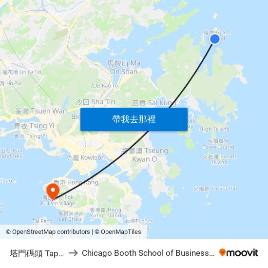 塔門碼頭 Tap Mun Pier to Chicago Booth School of Business Hong Kong campus map
