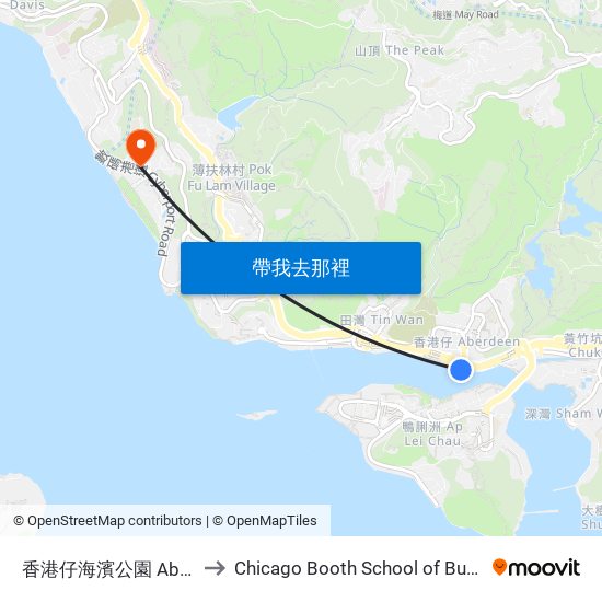 香港仔海濱公園 Aberdeen Promenade to Chicago Booth School of Business Hong Kong campus map