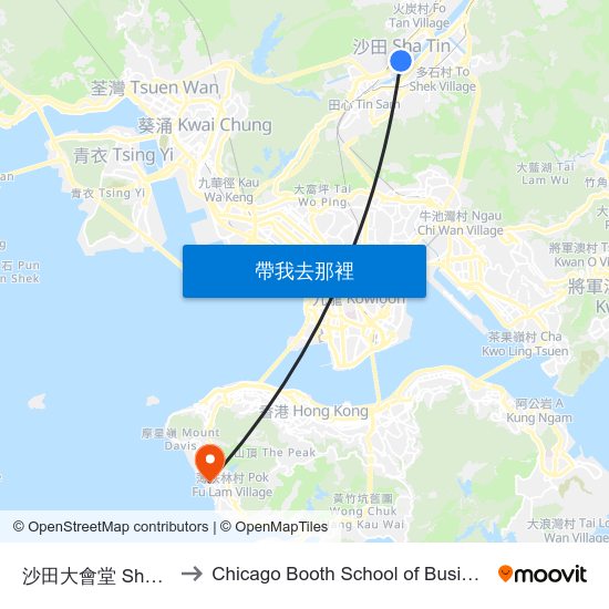 沙田大會堂 Sha Tin Town Hall to Chicago Booth School of Business Hong Kong campus map
