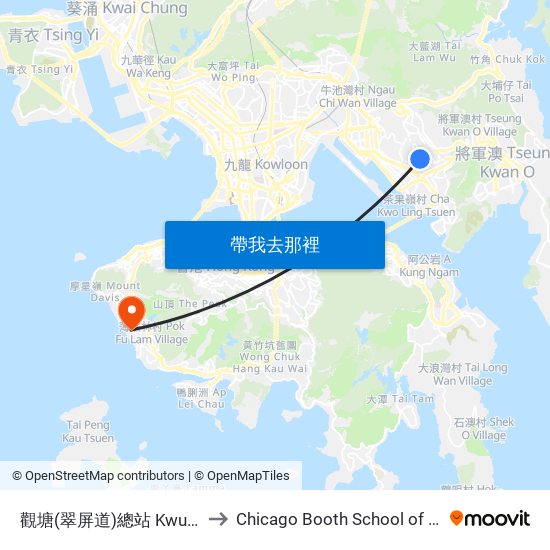 觀塘(翠屏道)總站 Kwun Tong (Tsui Ping Rd.) B/T to Chicago Booth School of Business Hong Kong campus map