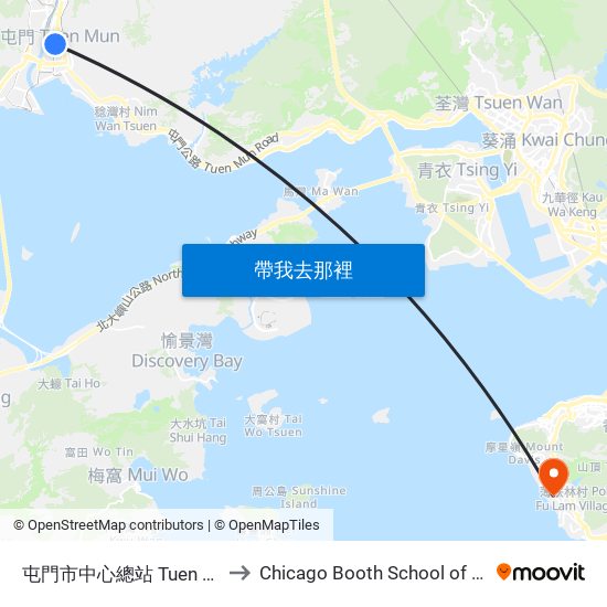 屯門市中心總站 Tuen Mun Central Bus Terminus to Chicago Booth School of Business Hong Kong campus map