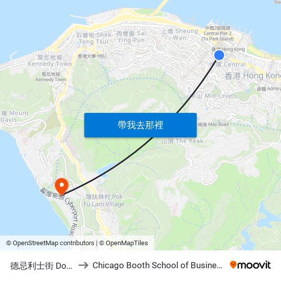 德忌利士街 Douglas Street to Chicago Booth School of Business Hong Kong campus map