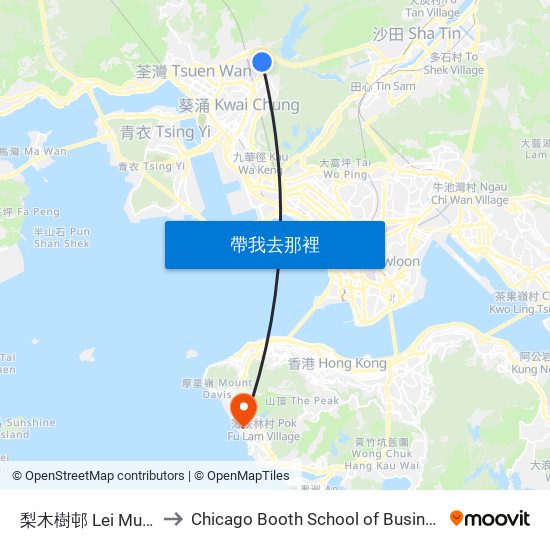 梨木樹邨 Lei Muk Shue Estate to Chicago Booth School of Business Hong Kong campus map