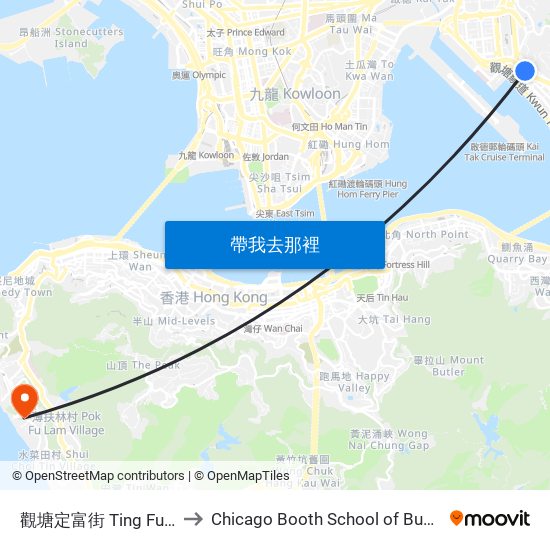 觀塘定富街 Ting Fu Street Kwun Tong to Chicago Booth School of Business Hong Kong campus map