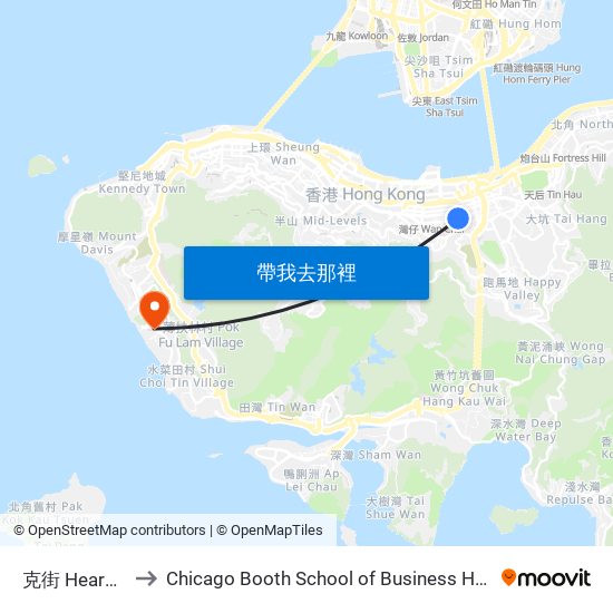 克街 Heard Street to Chicago Booth School of Business Hong Kong campus map