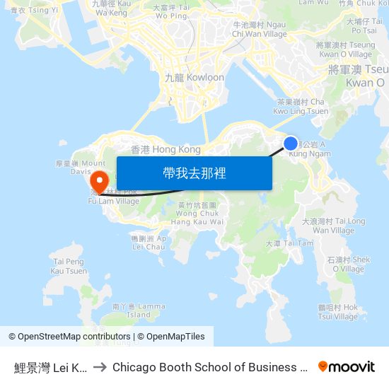 鯉景灣 Lei King Wan to Chicago Booth School of Business Hong Kong campus map