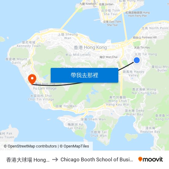 香港大球場 Hong Kong Stadium to Chicago Booth School of Business Hong Kong campus map
