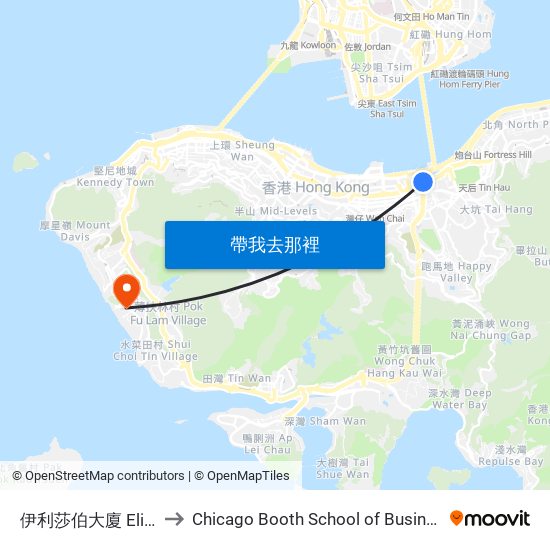 伊利莎伯大廈 Elizabeth House to Chicago Booth School of Business Hong Kong campus map