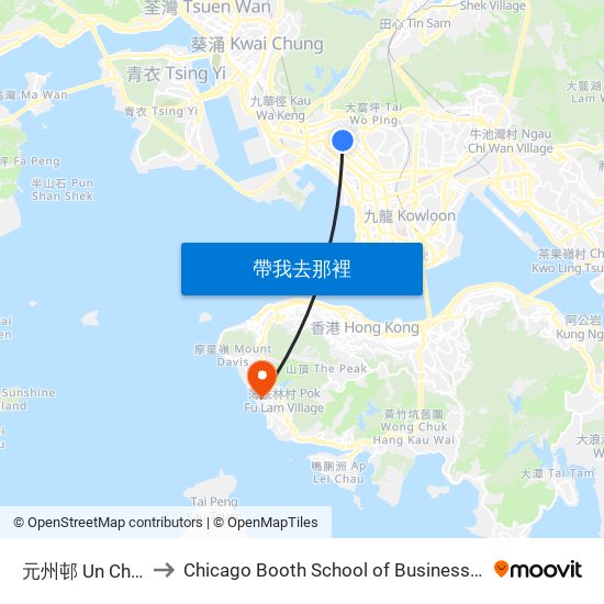 元州邨 Un Chau Estate to Chicago Booth School of Business Hong Kong campus map