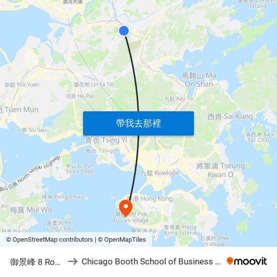 御景峰 8 Royal Green to Chicago Booth School of Business Hong Kong campus map
