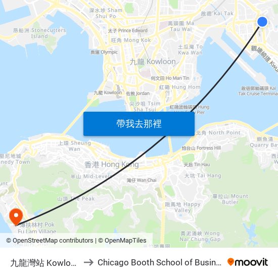 九龍灣站 Kowloon Bay Station to Chicago Booth School of Business Hong Kong campus map