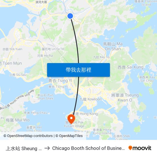 上水站 Sheung Shui Station to Chicago Booth School of Business Hong Kong campus map