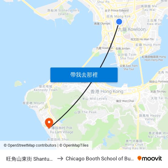 旺角山東街 Shantung Street Mong Kok to Chicago Booth School of Business Hong Kong campus map