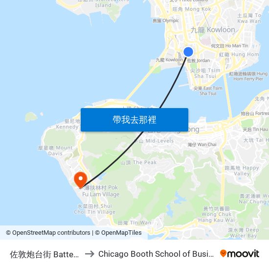 佐敦炮台街 Battery Street Jordan to Chicago Booth School of Business Hong Kong campus map