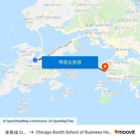 東薈城 Citygate to Chicago Booth School of Business Hong Kong campus map