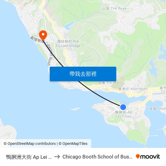 鴨脷洲大街 Ap Lei Chau Main Street to Chicago Booth School of Business Hong Kong campus map