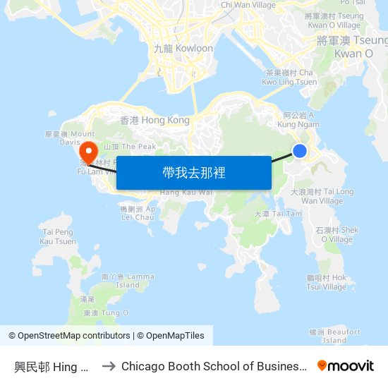 興民邨 Hing Man Estate to Chicago Booth School of Business Hong Kong campus map