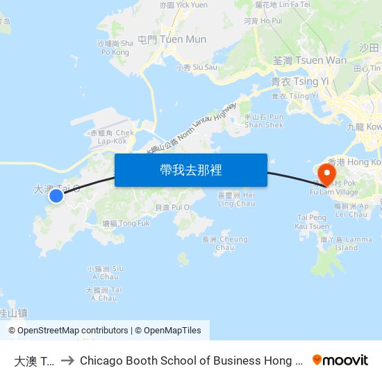 大澳 Tai O to Chicago Booth School of Business Hong Kong campus map