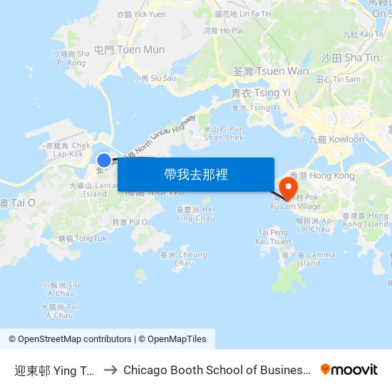 迎東邨 Ying Tung Estate to Chicago Booth School of Business Hong Kong campus map