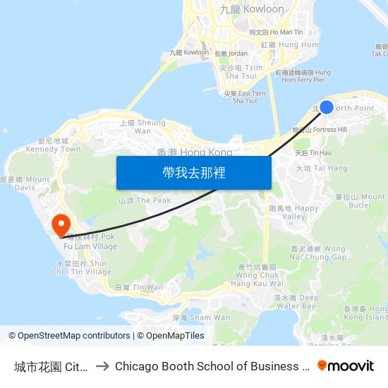 城市花園 City Garden to Chicago Booth School of Business Hong Kong campus map