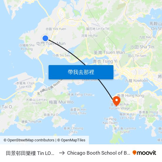 田景邨田樂樓 Tin LOK House Tin King Estate to Chicago Booth School of Business Hong Kong campus map