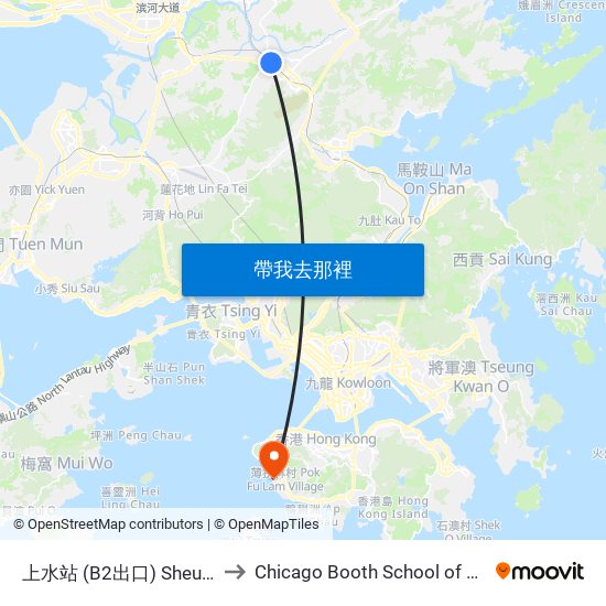 上水站 (B2出口) Sheung Shui Station (Exit B2) to Chicago Booth School of Business Hong Kong campus map