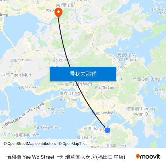 怡和街 Yee Wo Street to 瑞草堂大药房(福田口岸店) map