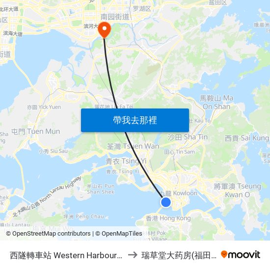 西隧轉車站 Western Harbour Tunnel Bbi to 瑞草堂大药房(福田口岸店) map