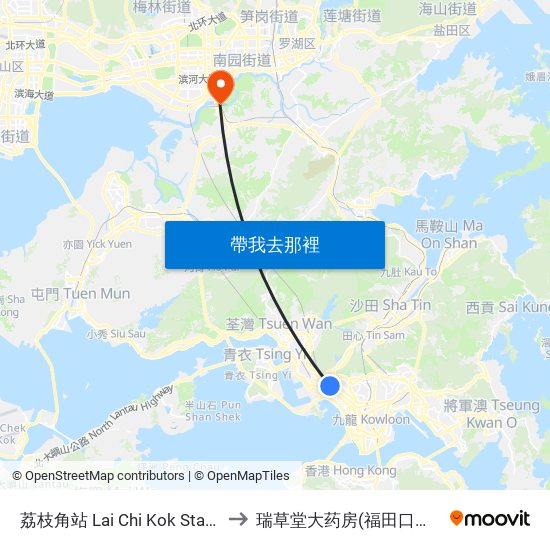荔枝角站 Lai Chi Kok Station to 瑞草堂大药房(福田口岸店) map